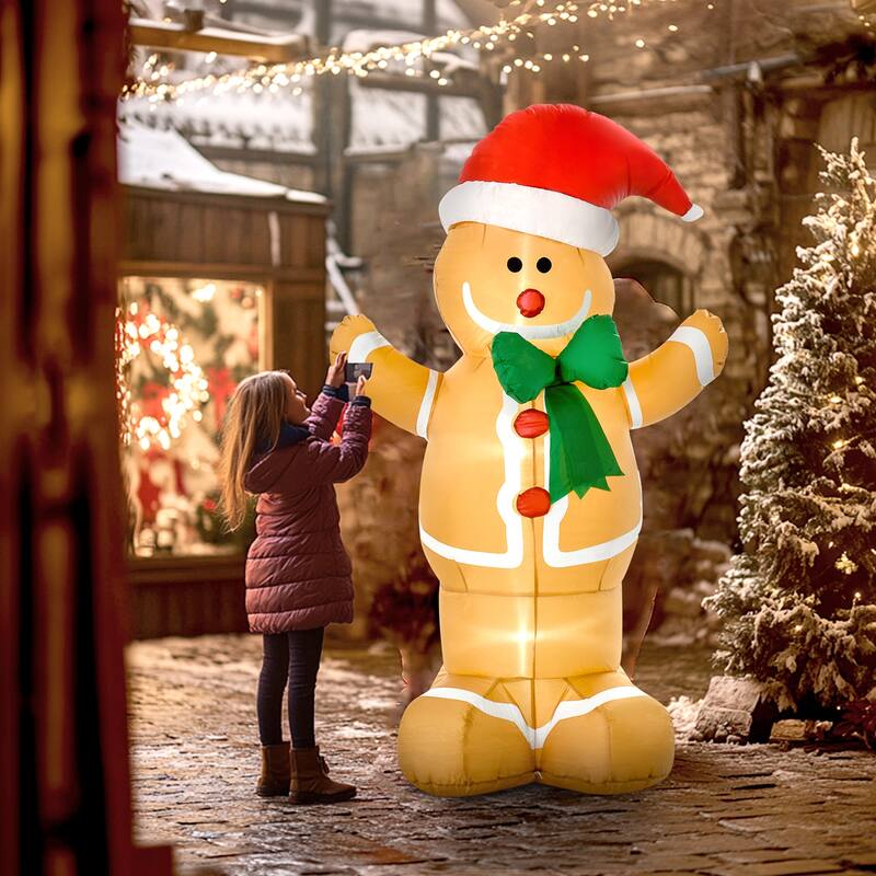 HOMCOM 6' Christmas Gingerbread Man, Large Christmas Inflatable Holiday Decoration, Gingerbread Decorations