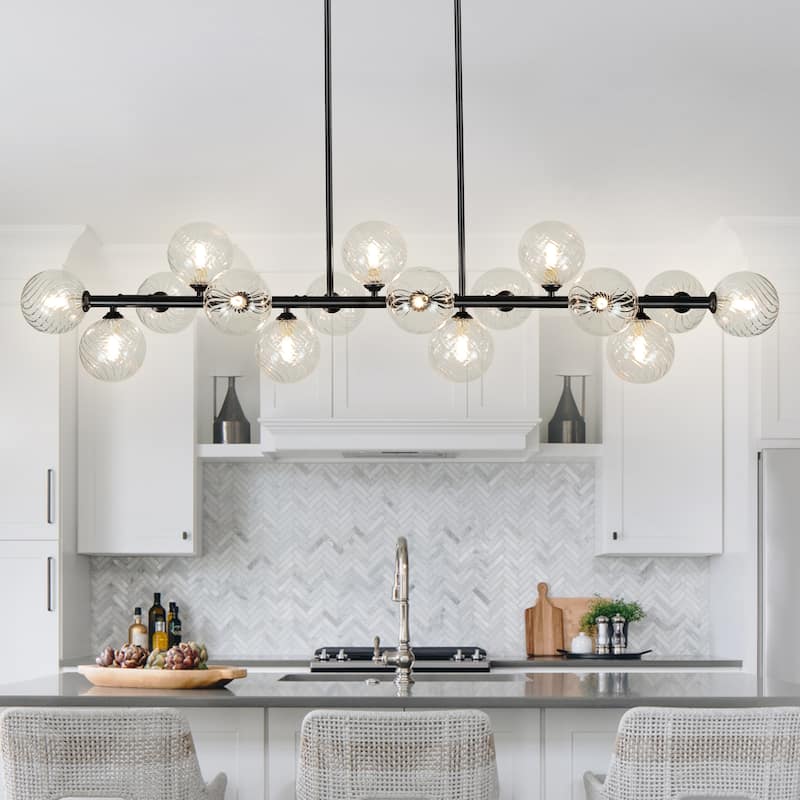 Sputnik Chandeliers Globe Chandelier Kitchen Island Lighting Chandeliers For Dining Room - 16-Light - Black