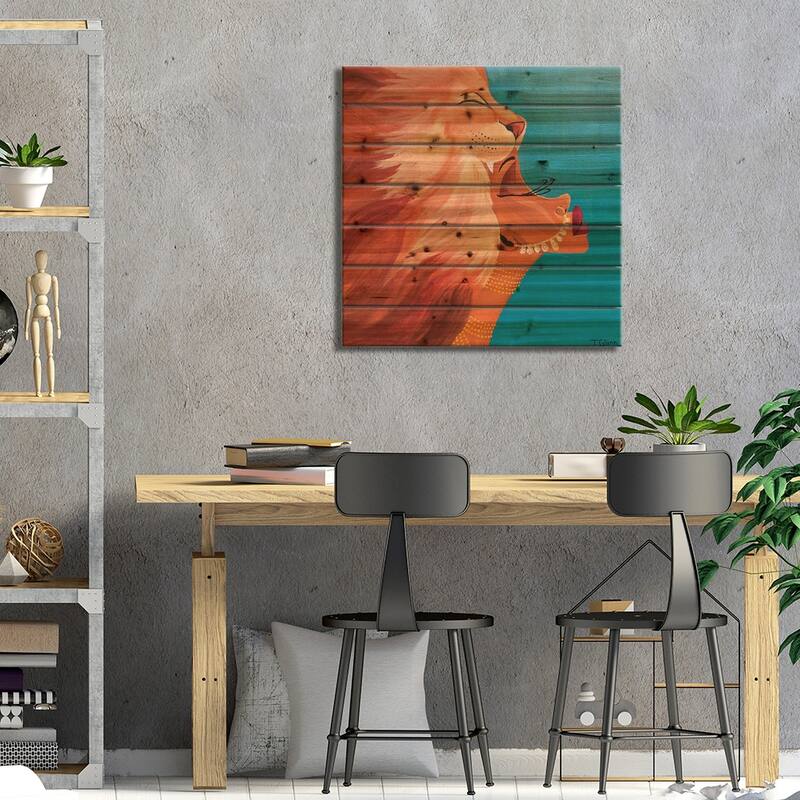 The Lioness Print On Wood by Tiffani Glenn - Multi-Color