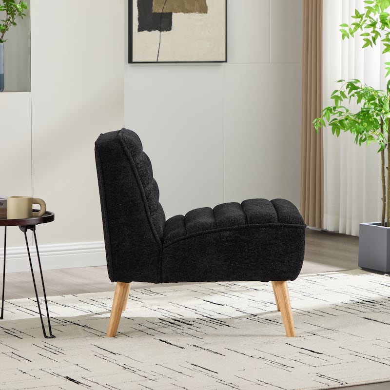 24.4"W Modern Upholstered Armless Accent Chair with Wood Legs