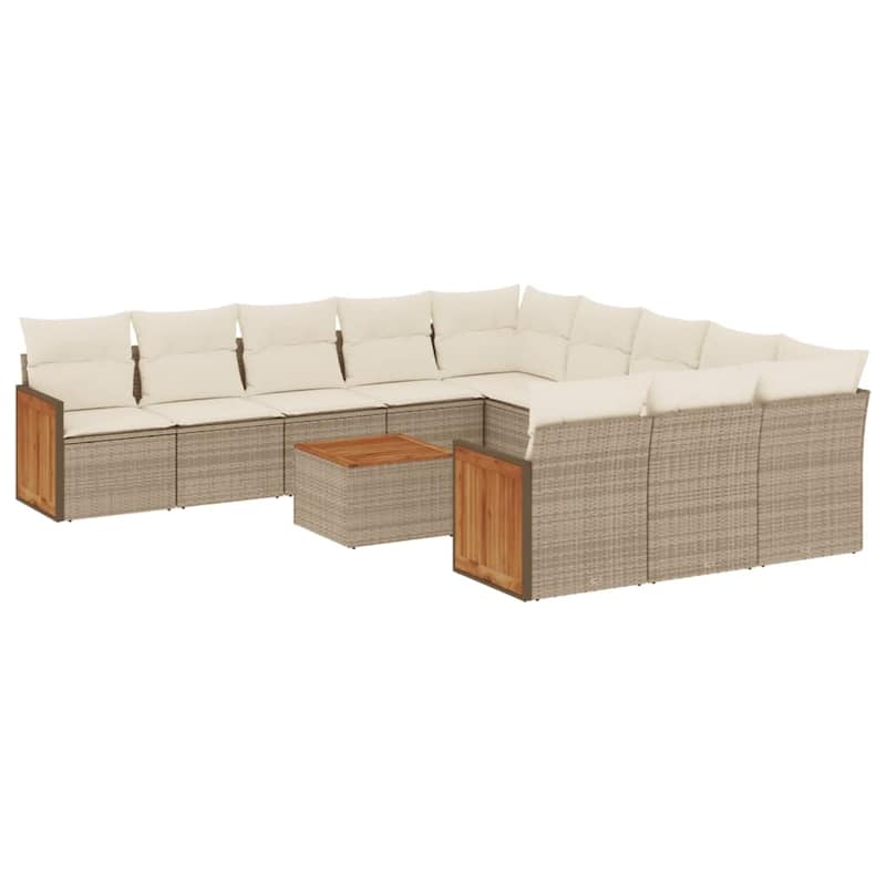 vidaXL Patio Sofa Set with Cushions Outdoor Conversation Furniture Poly Rattan