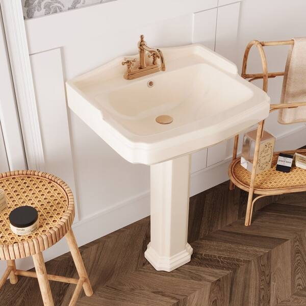 KOHLER Kathryn 27 in. Ceramic Pedestal Sink Basin in White with Overflow Drain KOHLER Kathryn 27 in. Ceramic Pedestal Sink Basin in White with Overflow Drain