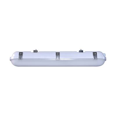 2 Foot 20 Watt Vapor Tight Linear Fixture with Integrated Microwave Sensor CCT Selectable IP65 and IK08 Rated - Gray
