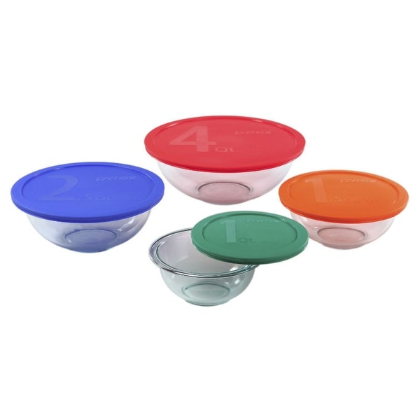 Pyrex 1086053 Mixing Bowl Set with Colored Lids, 8 Piece. Opens flyout.