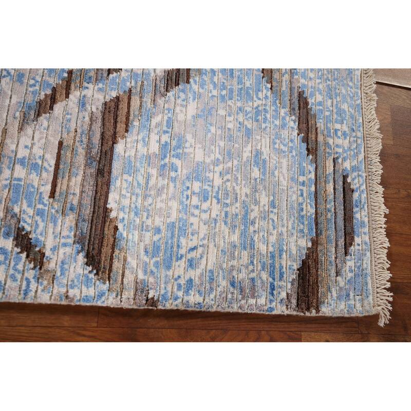 Striped Modern Abstract Accent Rug Hand-Knotted Wool Carpet - 2'9" x 5'0"