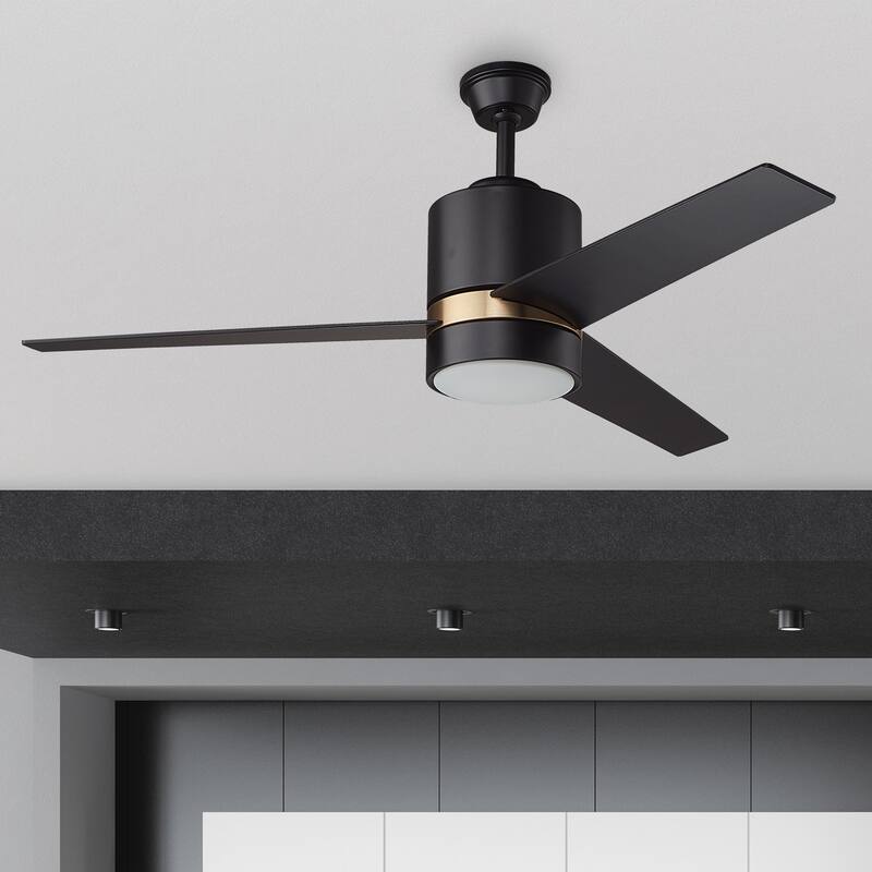 Aurora 52-inch Indoor Smart Ceiling Fan with Light Kit and Wall Control, Works with Alexa/Google Home/Siri - Black/Gold