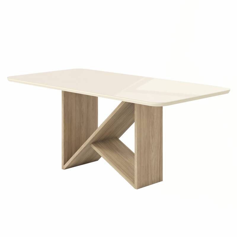 6 Seater Italian-Style Dining Table, Natural and Oak
