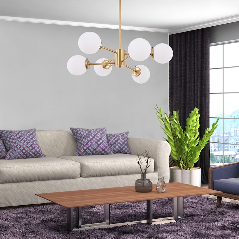 GetLedel 6-Light Modern Sputnik Chandelier with Glass Globe Shades