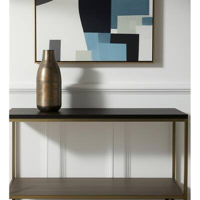 17" Antiqued Gold Metal Table Vase - 6.69