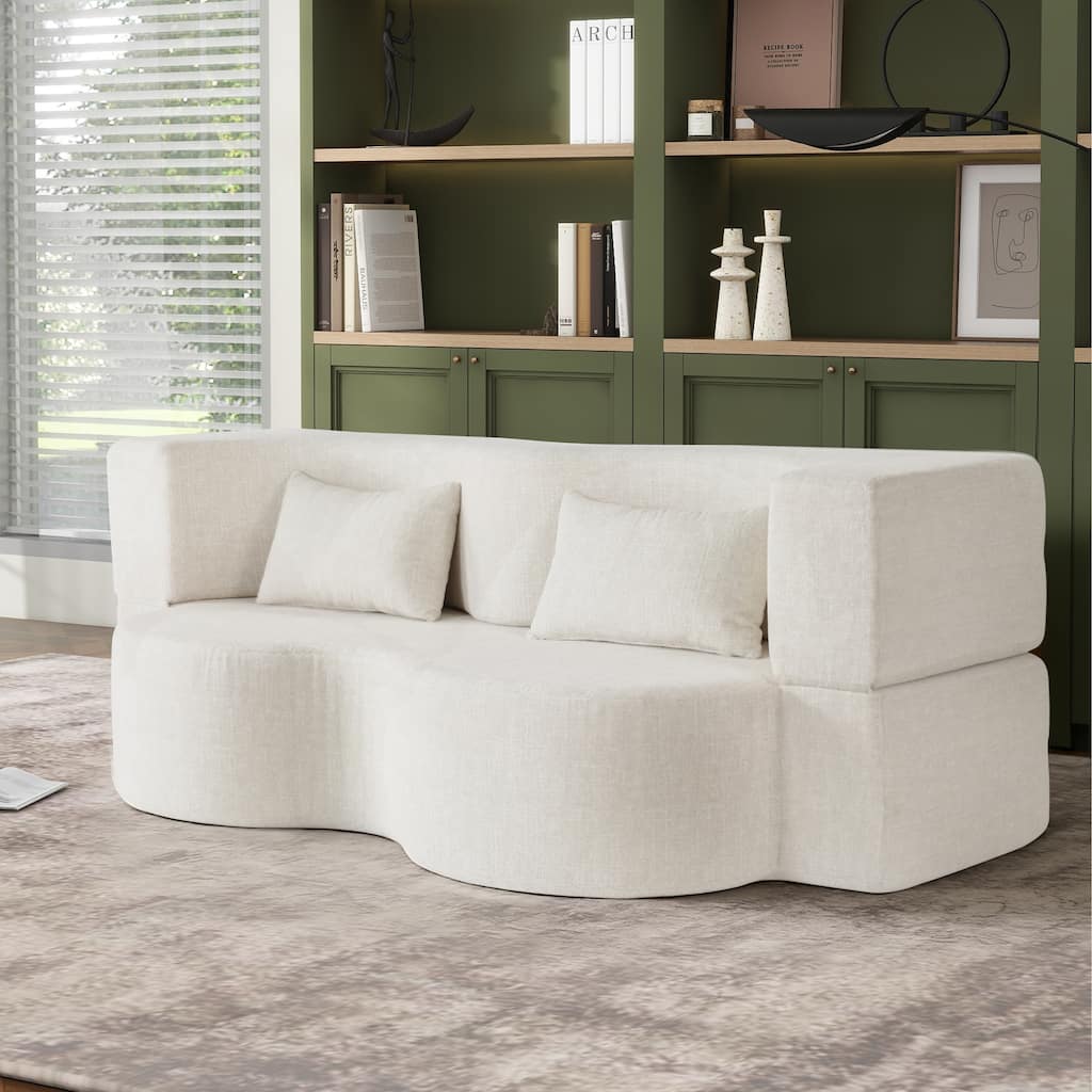 2-in-1 Foldable Sofa Bed,75 Inch Folding Boneless Couch Convertible Compressed Sleeper Sofabed