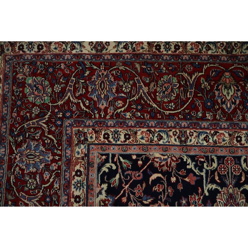 Hand Knotted Oriental 100% Wool Carpet Traditional Traditional Navy Blue & Blues Sarouk Area Rug - 14' 5'' X 10' 4''