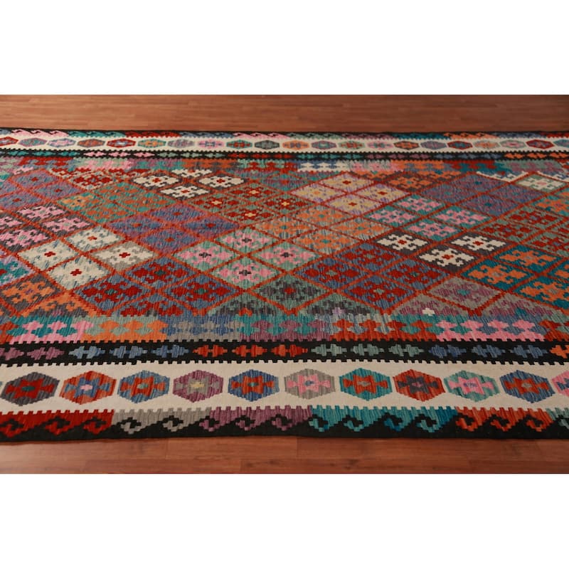 Kilim Oriental Area Rug Flatweave Multi-Color Bedroom Wool Carpet - 8'4"x 11'9"