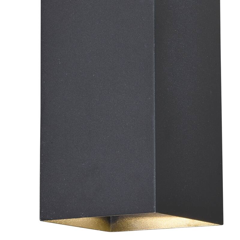 Lavage Aluminum 2 Light LED Black Rectangle Outdoor Wall Lantern - 4-in W x 14-in H x 5.5-in D