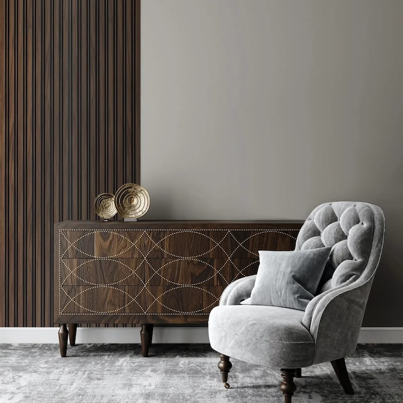 47" x 23" Modern Decor Polyester Grating Wood Acoustic Slat Panels Wall Paneling (Set of 4)
