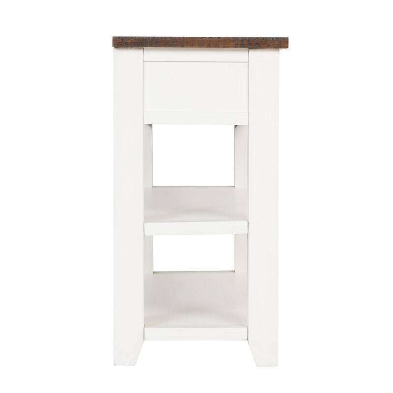 48'' Solid Pine Wood Top Console Table, Modern Entryway Sofa Side Table with 3 Storage Drawers and 2 Shelves. Easy to Assemble