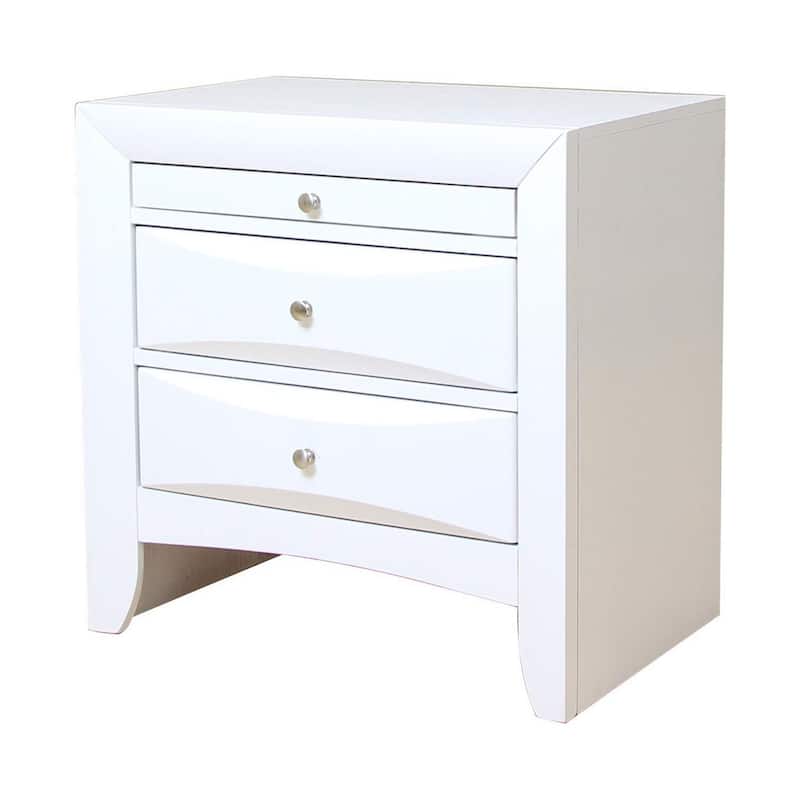 Contemporary 3 Drawer Wood Nightstand