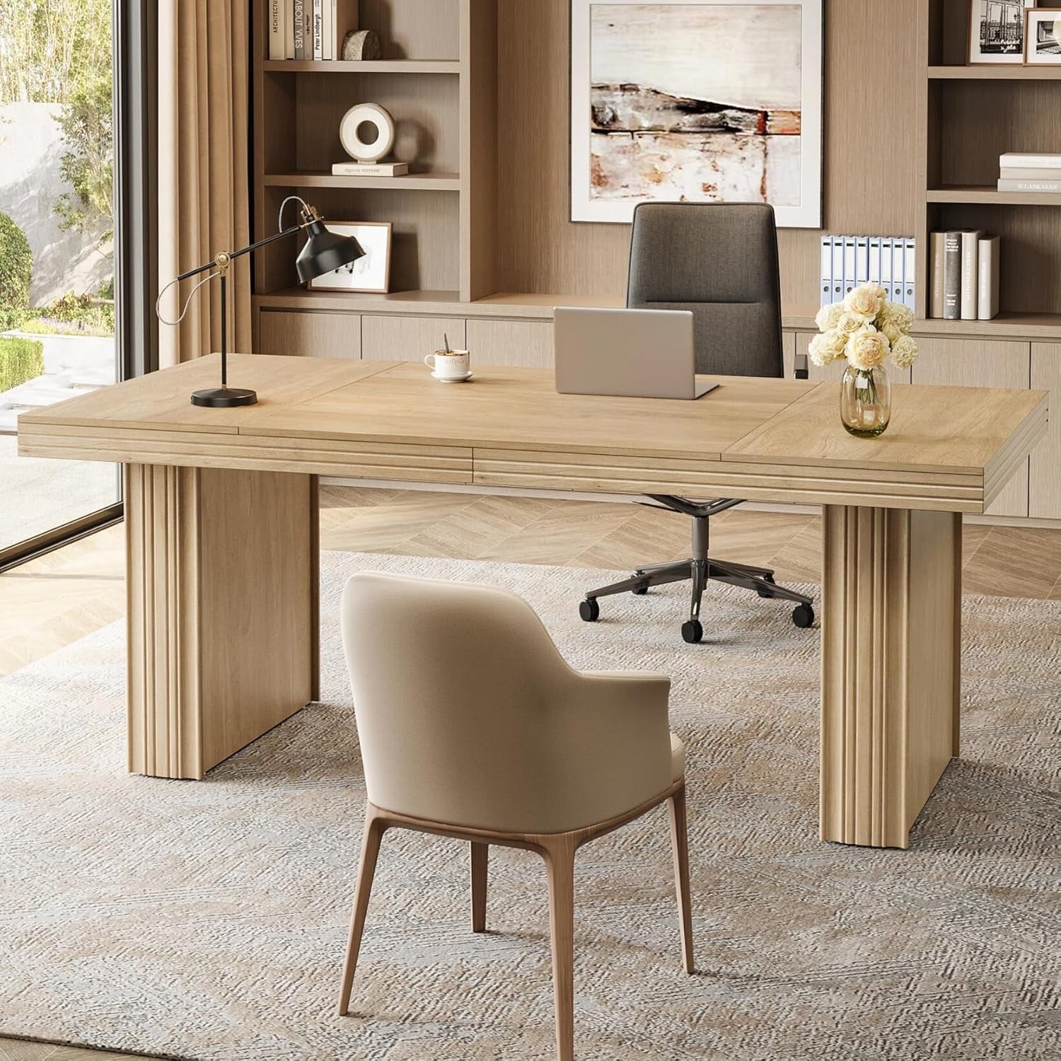 63" Modern Computer Desk, Farmhouse Executive Desk Workstation for Home Office