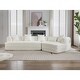 preview thumbnail 4 of 14, Creamy White Upholstered Sectional Sofa Modular 3 Seat Curved Sofa Couch - 3 Seater