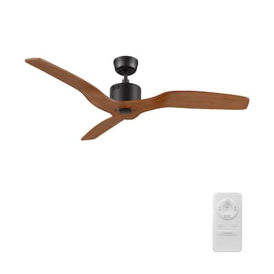 CARRO Haleth 52" 3-Blade Ceiling Fan with Remote-Solid Wood Blades