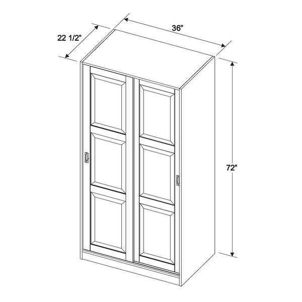 dimension image slide 1 of 2, 100% Solid Wood Sliding 2-Door Wardrobe Armoire Mudroom Closet