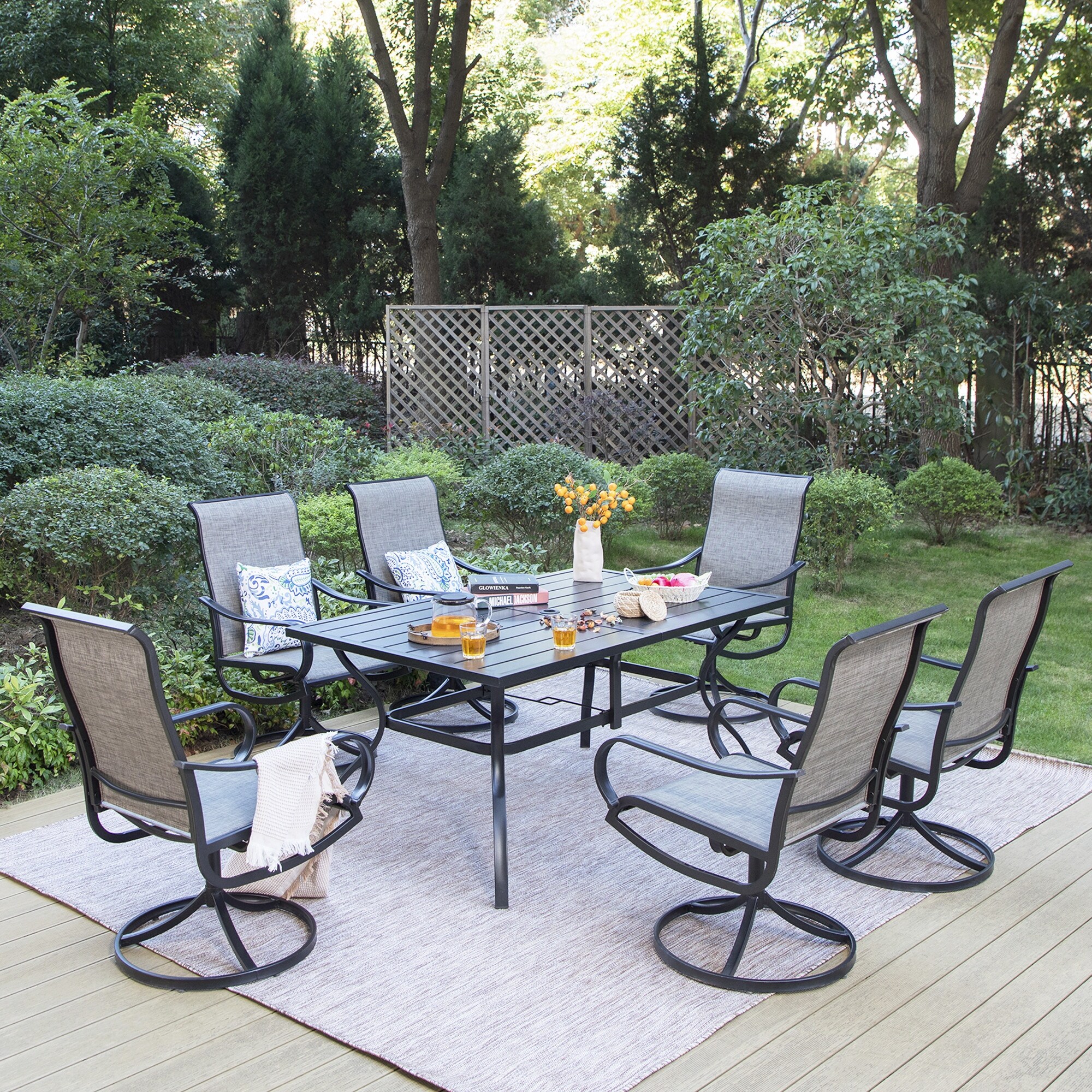 7 piece sling clearance outdoor dining set