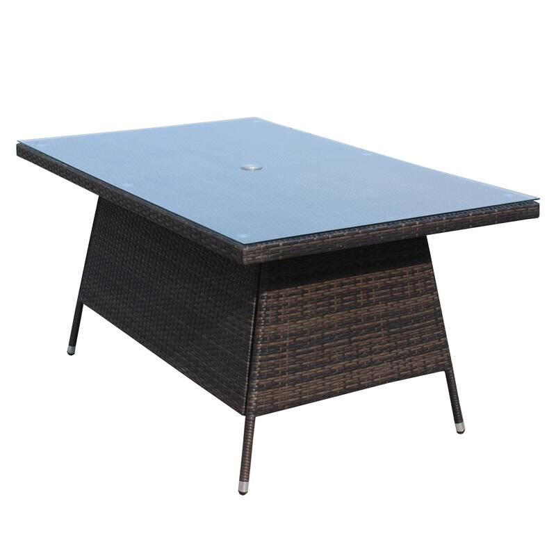 Outdoor patio Furniture Rectangular Dining table with clear tempered glass