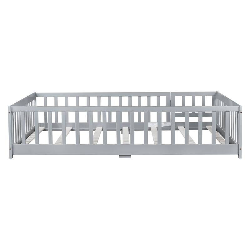 Floor Bed with Fence and Door,Perfect for Kids' Play,and Independence Promotion