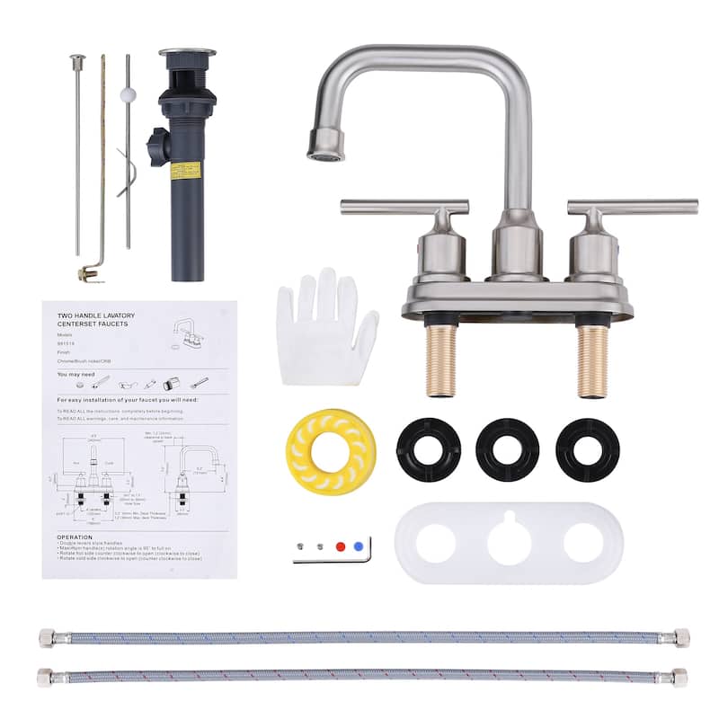 WOWOW 4 in. Centerset Double Handle Bathroom Faucet