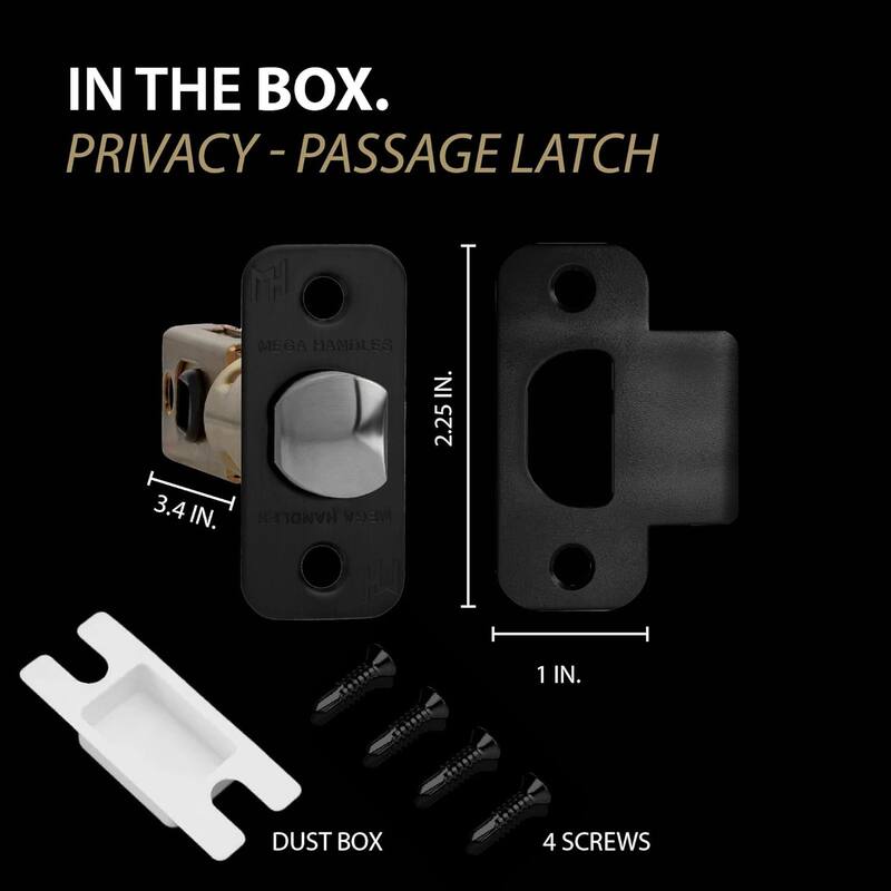 Mega Handles 2-Way Adjustable Door Latch | Universal Half Moon Spindles | For Hidden & Interior Door Lock Systems