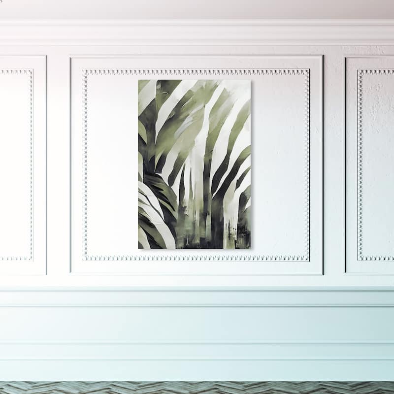 Wynwood Studio Canvas Abstract Jungle Fern Fade Green and Army Green Modern & Contemporary Wall Art Canvas Print - 45 x 30