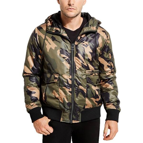 Shop Guess Mens Bomber Jacket Winter Hooded M Overstock 29010260