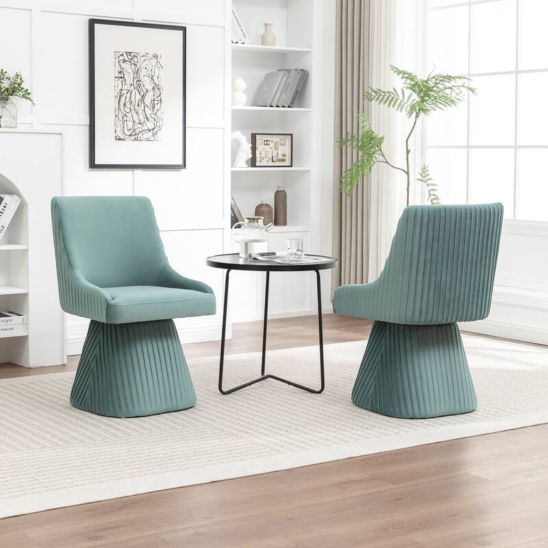 SEYNAR Modern Velvet 360 Degree Swivel Armless Dining chair Set of 2