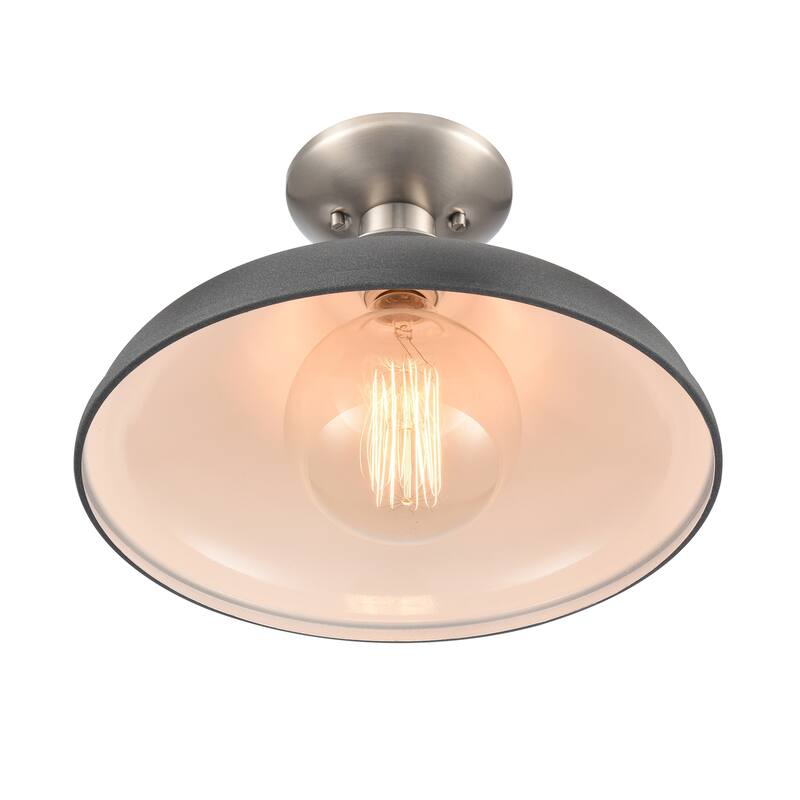 Elk Home Grenville Brushed Gold With White Shade 1 Light Semi Flush