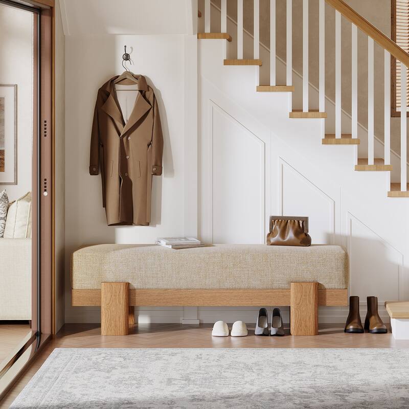 Upholstered Entryway Bench, Modern Shoe Bench, End of Bed Stool Accent Seat for Bedroom, Entrance, Living Room