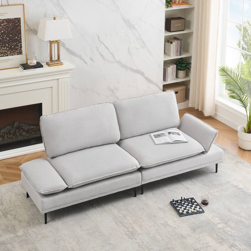 89-Inch Light Grey Polyester Blend Sofa with Easy Assembly and Comfort Features