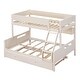 preview thumbnail 7 of 5, Cream Wood Twin over Full Bunk Bed with Storage Shelves and Twin Size Trundle