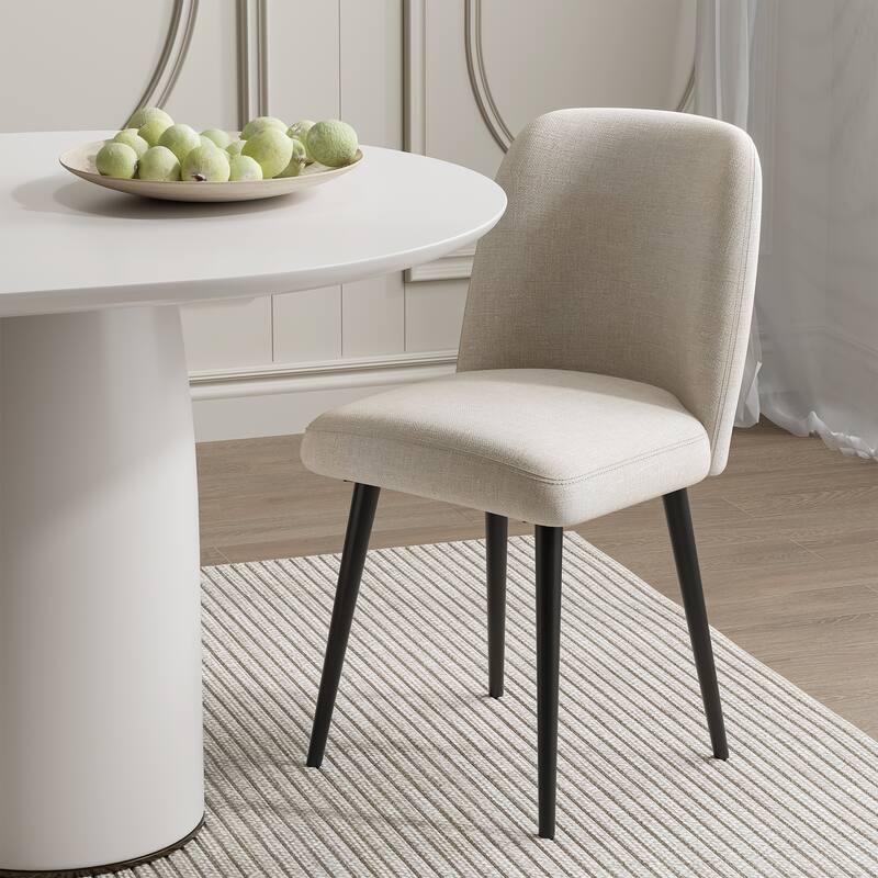 2Pcs Upholstered Dining Chairs Modern Fabric Kitchen Chairs with Padded Seat & Sturdy Metal Legs Side Chairs