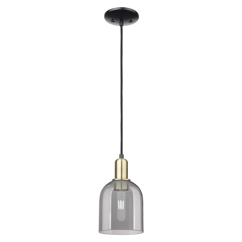 Innovations Lighting Endless Possibilities Arcadia - Bella - 1 Light 6" Cord Hung Mini Pendant - Black Antique Brass/Light Smoke