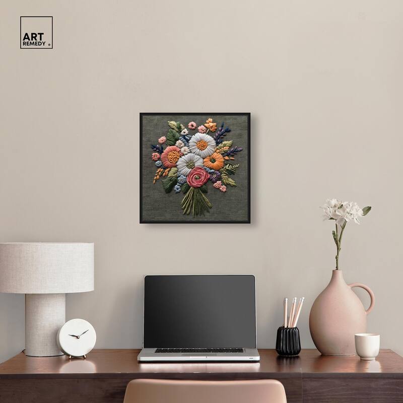 Stitched Bloom Bouquet II Canvas by Art Remedy