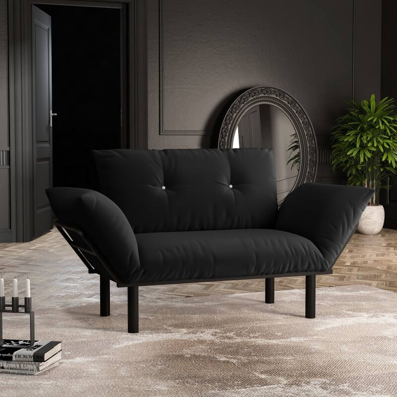 Banbi Extra Wide Metal Foot Cushioned Spring Seat for Kids Room and Teen Room - Black