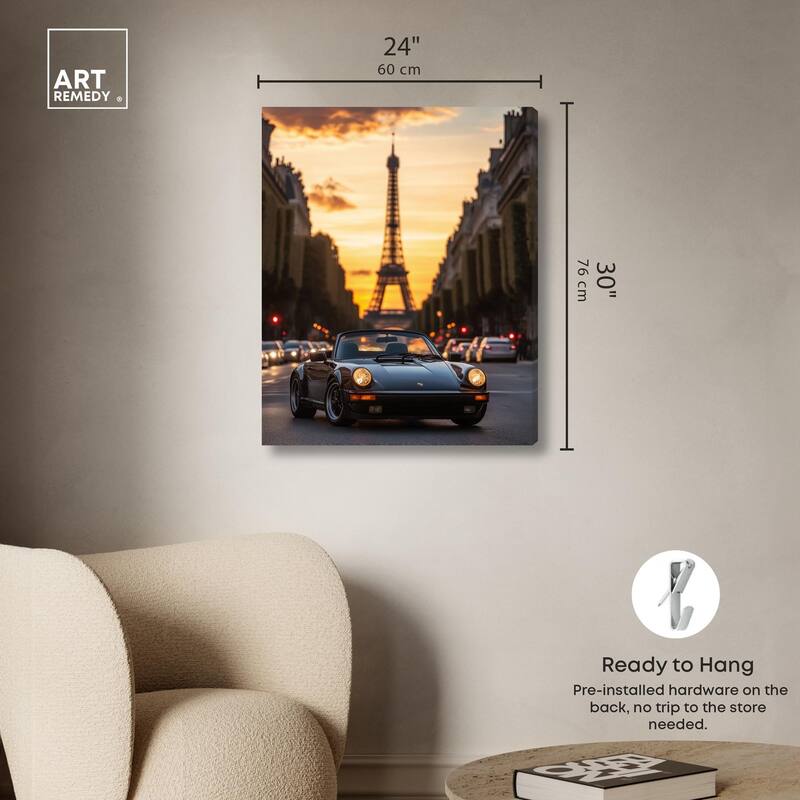 Parisian Porsche Twilight II Canvas by Art Remedy, Gallery Wrapped
