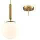 preview thumbnail 4 of 14, Padana Mid Century Modern Globe Pendant Light Opal Glass Hanging Light Fixture - N/A Natural Brass