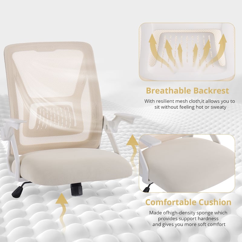 VECELO Translucent Mesh Office Chair with 360° Swivel Adjustable Height 90° Lifting Armrests for Home Office & Gaming Chair