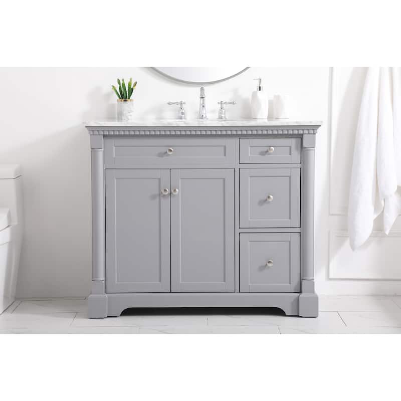 Petal 36 - 48 Inch Single Bathroom Vanity - Grey - 42 Inches
