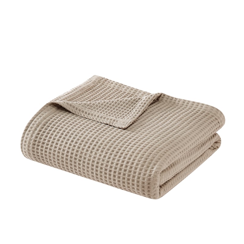 Cannon Heritage Cotton Waffle Blanket and Throw - Twin/Twin XL - Khaki