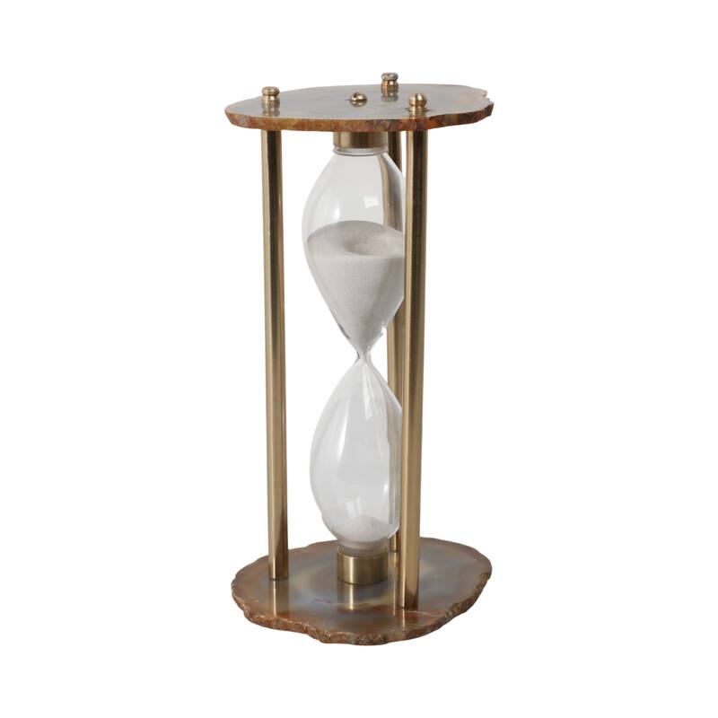 Agate Stone Hourglass Modern Design Home Office Bedroom - 10" Black - 5" x 4" x 10"