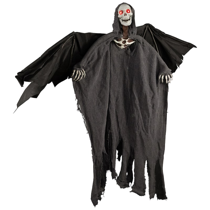 50" Animated Hanging Winged Grim Reaper with LED Eyes Halloween Decoration