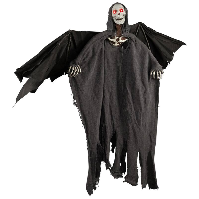 LED Lighted Animated Winged Grim Reaper Halloween Decoration - 50"
