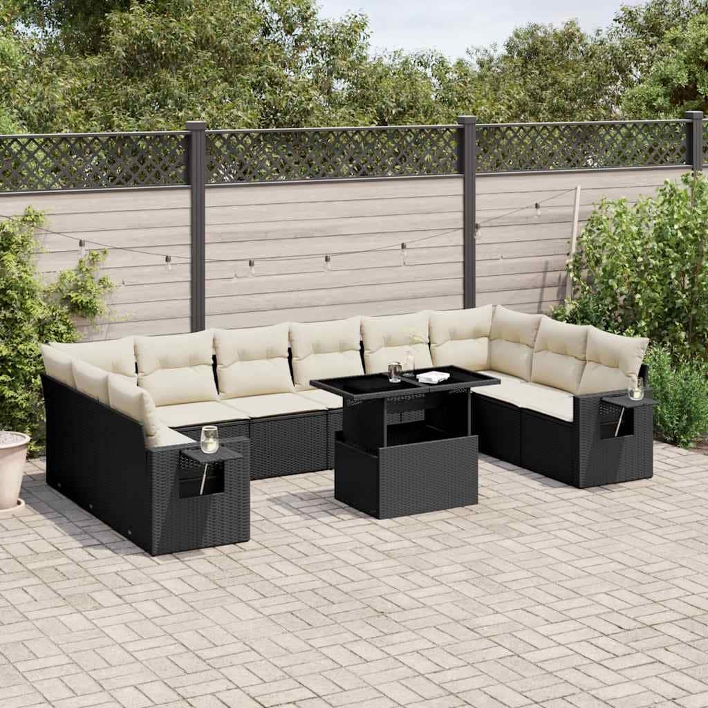 vidaXL Patio Sofa Set with Cushions Outdoor Furniture 11 Piece Poly Rattan - 24.4 x 24.4 x 27.2