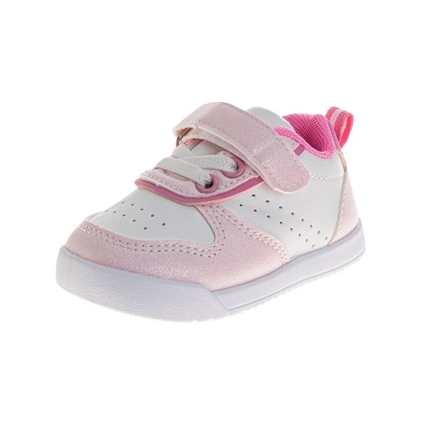 slide 2 of 5, Josmo Girls' Hook and Loop Sneakers. (Infant/Toddler) White/Pink - 3